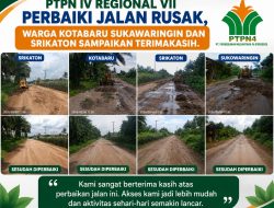 Lewat CSR, PTPN IV REGIONAL VII GRADER Jalan Kampung Kota baru Sukawaringin Dan Srikaton