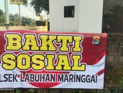 Kapolsek Labuhan Maringgai Pimpin Aksi Tambal Jalan Demi Keselamatan Pengguna Jalan